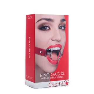 Läder Knebel Gag Ring XL - Justerbar Rem