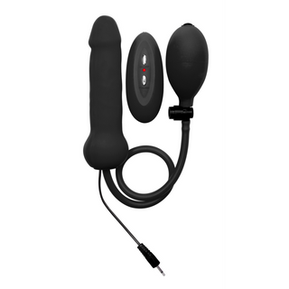 Uppblåsbar Vibrerande Silikondildo - Svart