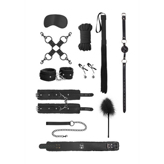 BDSM Set Läder & Rep: Gag, Piska, Handbojor, Ögonmask