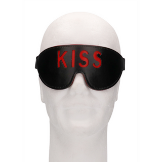 Ögonbindel Läder Röd "KISS" Utskuren