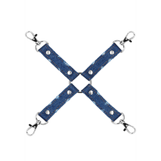 Denim Korsfängsel med Clips, 4-vägs Hogtie, Justerbar