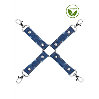 Denim Korsfängsel med Clips, 4-vägs Hogtie, Justerbar