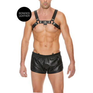 Justerbar Bröstsele Läder BDSM L/XL Svart