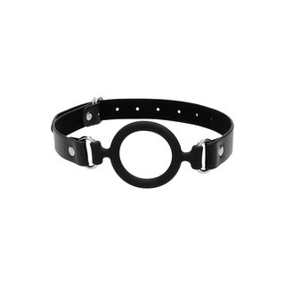 Silikon Ring Gag Justerbar Läderrem, 4cm Diameter