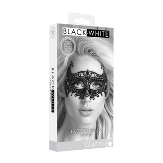 Svart Venetiansk Spetsmask - Elegant Maskeradmask i Polyester