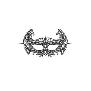Svart Venetiansk Spetsmask - Elegant Maskeradmask i Polyester