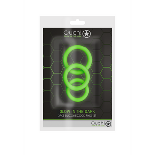 Självlysande Cockring Set - 3 Silikon Cockringar