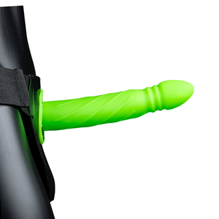 Ihålig Vriden Strap-On, 20cm Neongrön
