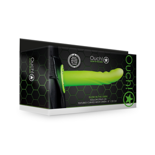 Strap-On Ihålig Böjd Texturerad Neon Grön 20 cm