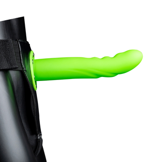 Strap-On Ihålig Böjd Texturerad Neon Grön 20 cm