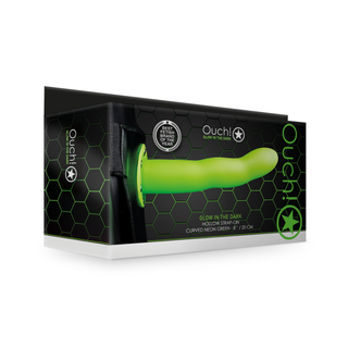 Självlysande Böjd Strap-On, 20 cm Neongrön