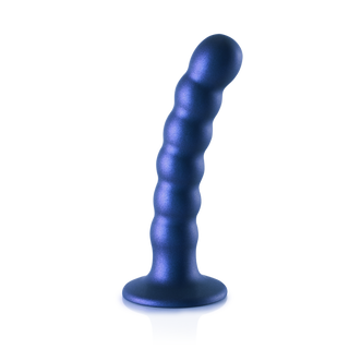 Pärlad G-punktsdildo Silikon Sugpropp 13cm Metallicblå