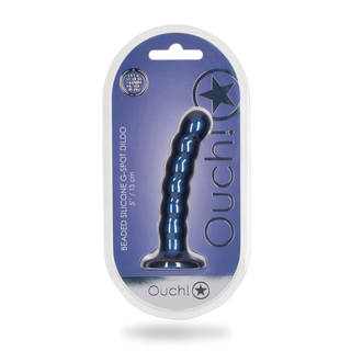 Pärlad G-punktsdildo Silikon Sugpropp 13cm Metallicblå