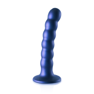 Pärlad G-punktsdildo Silikon Sugpropp 13cm Metallicblå