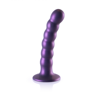 Pärlad G-punkts Dildo, 13cm Metallisk Lila med Sugpropp