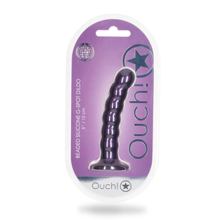 Pärlad G-punkts Dildo, 13cm Metallisk Lila med Sugpropp