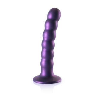 Pärlad G-punkts Dildo, 13cm Metallisk Lila med Sugpropp