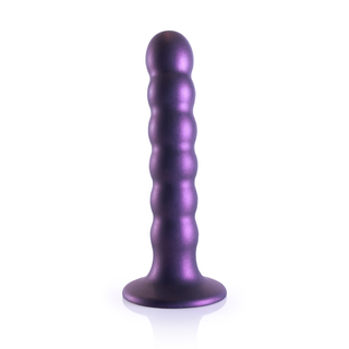 Pärlad G-punkts Dildo, 13cm Metallisk Lila med Sugpropp