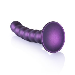 Pärlad G-punkts Dildo, 13cm Metallisk Lila med Sugpropp