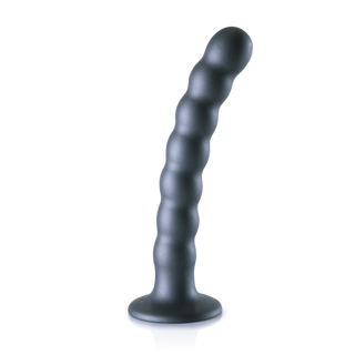 Pärlad G-punktsdildo Silikon 16,5cm Sugpropp Gunmetal