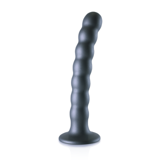 Pärlad G-punktsdildo Silikon 16,5cm Sugpropp Gunmetal