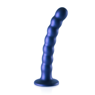 Pärlad G-punktsdildo, Sugpropp, 16.5cm, Metallblå