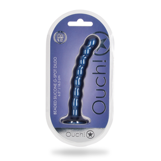 Pärlad G-punktsdildo, Sugpropp, 16.5cm, Metallblå