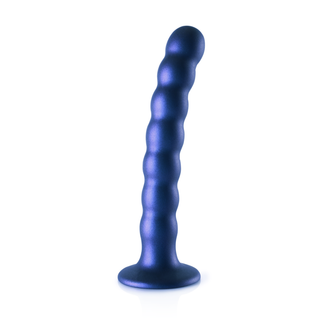 Pärlad G-punktsdildo, Sugpropp, 16.5cm, Metallblå