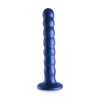 Pärlad G-punktsdildo, Sugpropp, 16.5cm, Metallblå