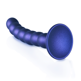 Pärlad G-punktsdildo, Sugpropp, 16.5cm, Metallblå