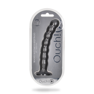 Pärlad G-punkts Dildo, 20.5cm Gunmetal med Sugpropp