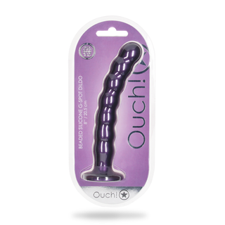 Pärlad G-punktsdildo Silikon Metalliklila 20,5 cm