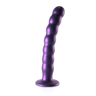 Pärlad G-punktsdildo Silikon Metalliklila 20,5 cm