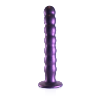 Pärlad G-punktsdildo Silikon Metalliklila 20,5 cm