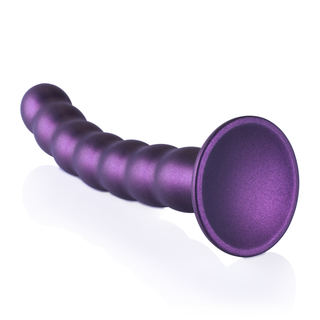Pärlad G-punktsdildo Silikon Metalliklila 20,5 cm