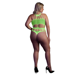Neongrön UV Lingerie Grekisk Ringning Plusstorlek