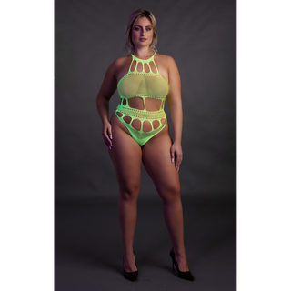Neongrön UV Lingerie Grekisk Ringning Plusstorlek