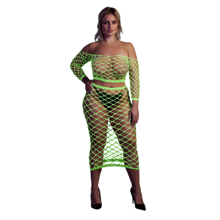 Neongrön Croptop & Kjol Set – Långärmad, Plus Size
Neongrön Croptop & Kjol Set - Stretchigt Material, Plusstorlek