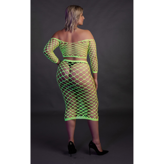 Neongrön Croptop & Kjol Set – Långärmad, Plus Size
Neongrön Croptop & Kjol Set - Stretchigt Material, Plusstorlek