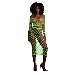 Neon Grön UV-Aktiv Magtopp och Kjol, One Size
Neon Grön UV-Aktiv Topp & Kjol, Stretch Material