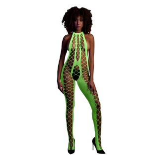 Neongrön UV Bodystocking Halterneck One Size