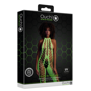 Neongrön UV Bodystocking Halterneck One Size