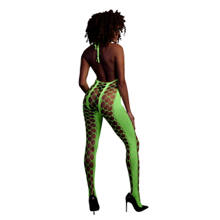 Neongrön UV Bodystocking Halterneck One Size