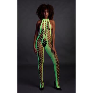 Neongrön UV Bodystocking Halterneck One Size