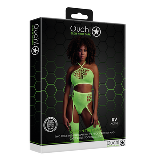 Neon Crop Top & Strumpor - One Size - Neongrön