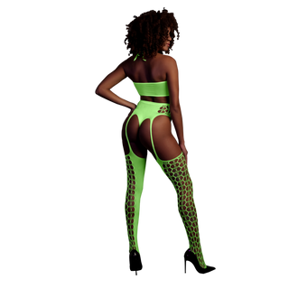 Neon Crop Top & Strumpor - One Size - Neongrön