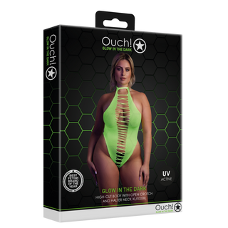 Neongrön Body Plus Size Hög Skärning UV-Aktiv