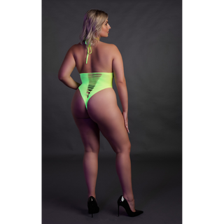 Neongrön Body Plus Size Hög Skärning UV-Aktiv