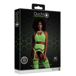 Neon Grön Crop Top & Strumpbyxor - One Size