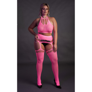 Neon Rosa Lingerieset - Crop Top & Strumpeband - Plus Size
Neon Rosa Lingerieset Crop Top & Strumpeband Plus Size